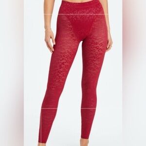 Fabletics Women’s High-Waisted Leopard Mesh Legging in Deep Red Size Medium